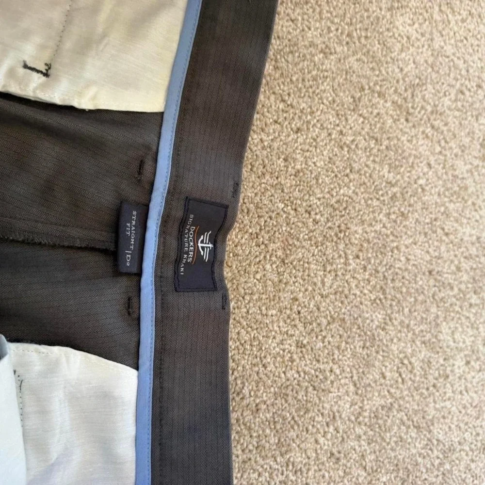 36x30 Grey Pleated Straight Wide Leg Dress Pants Y2K Grunge 2000s